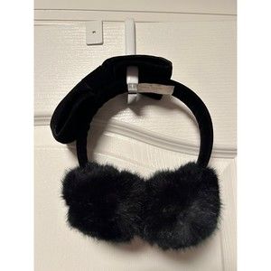 Kate Spade Girls Faux Fur Bow Black Earmuffs